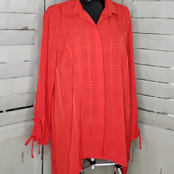 *NEW DIRECTION* STUNNING RED BLOUSE - Picture 2 of 15